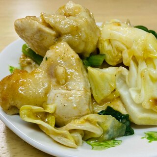 鶏胸肉のカレーマヨ野菜炒め